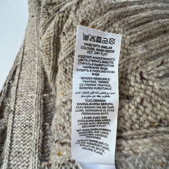 Rocha John Rocha Oatmeal Brown Wool Blend Cable Knit Fisherman Cardigan Medium - Picture 12 of 14